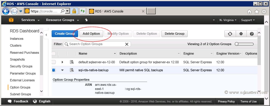 Create new option group